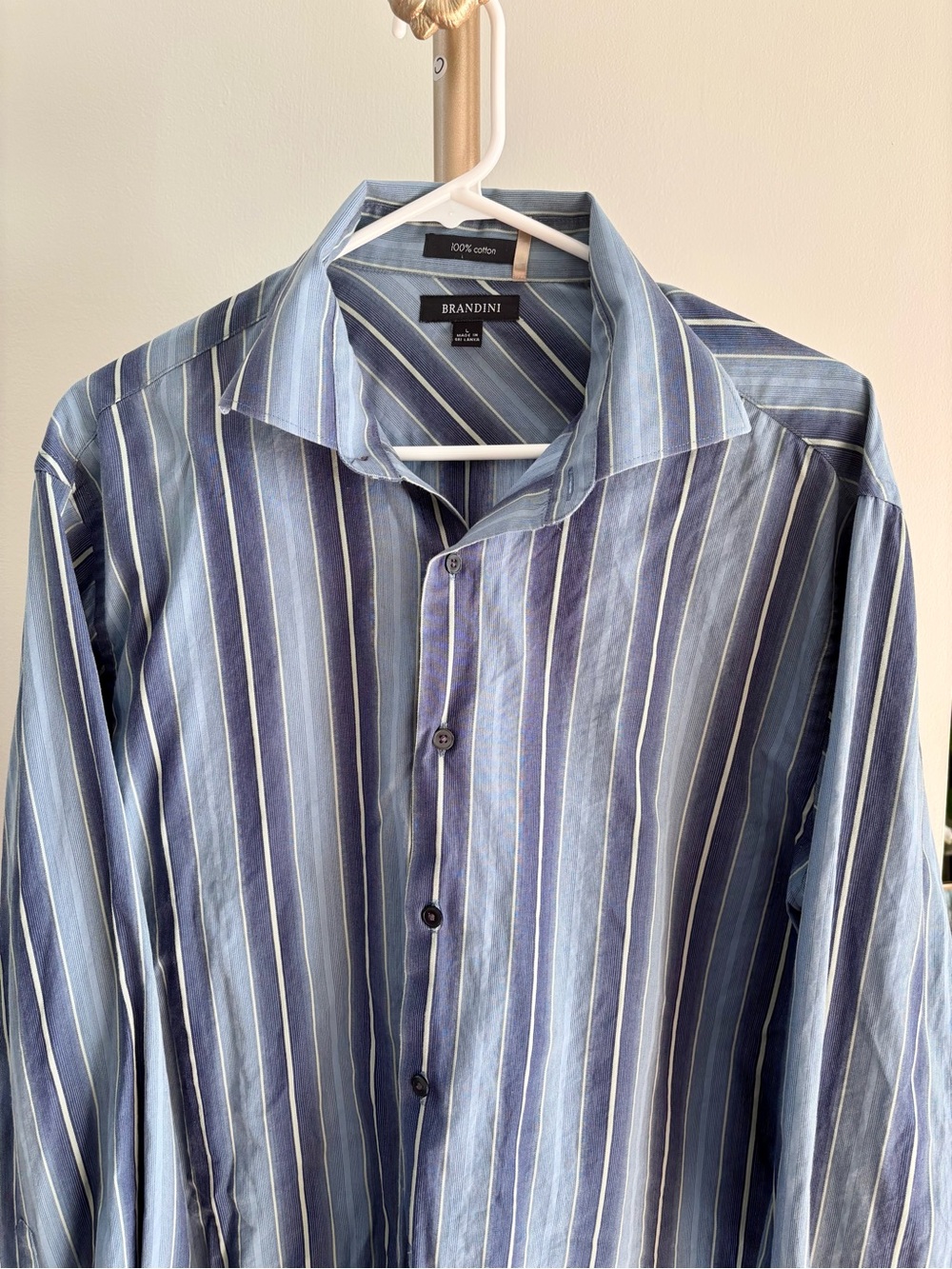 Brandini Men's Blue Striped Button-Up Shirt